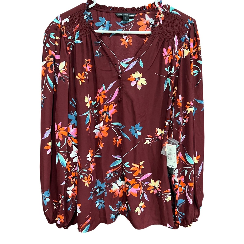 Floral Women's Top - Burgundy Multicolor Beautiful But Was Too Big Reposhing